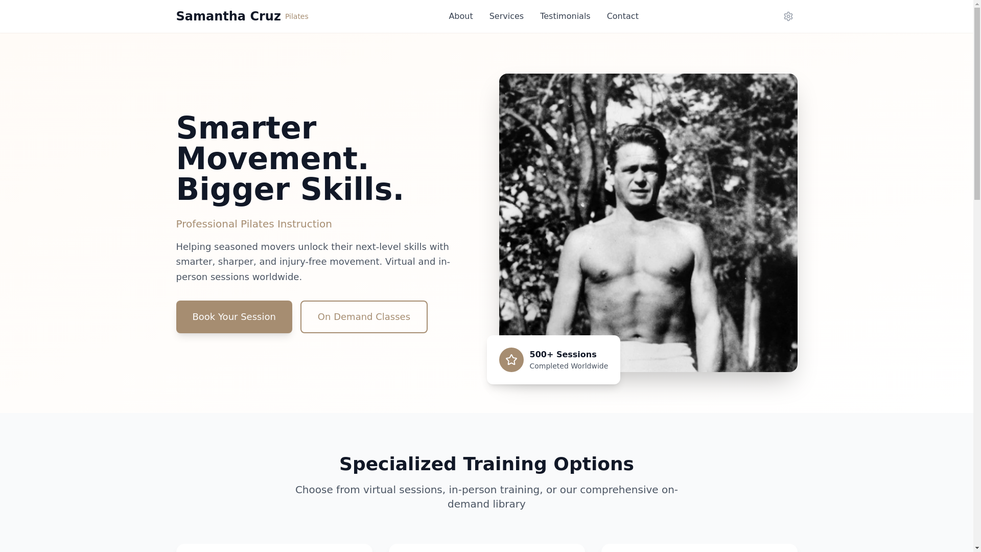 website screenshot of https://samanthacruzpilates.com/