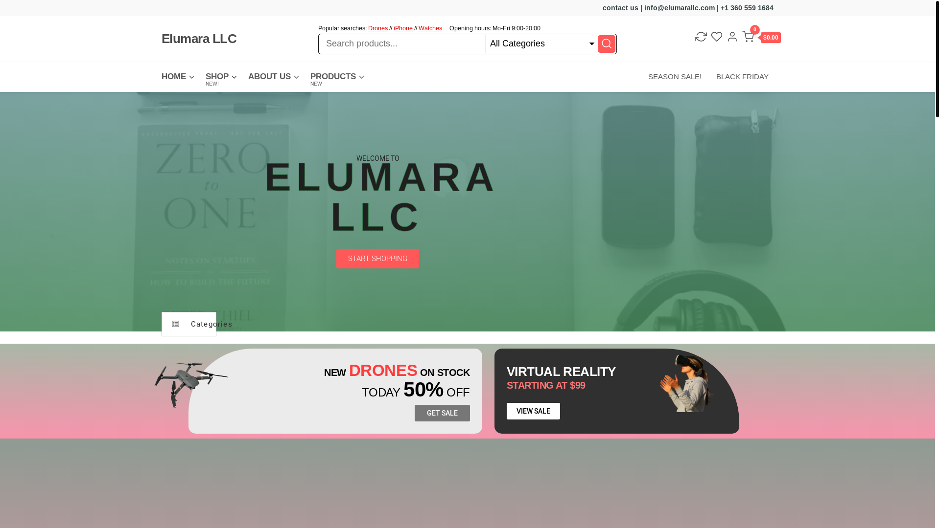 website screenshot of https://elumarallc.com/