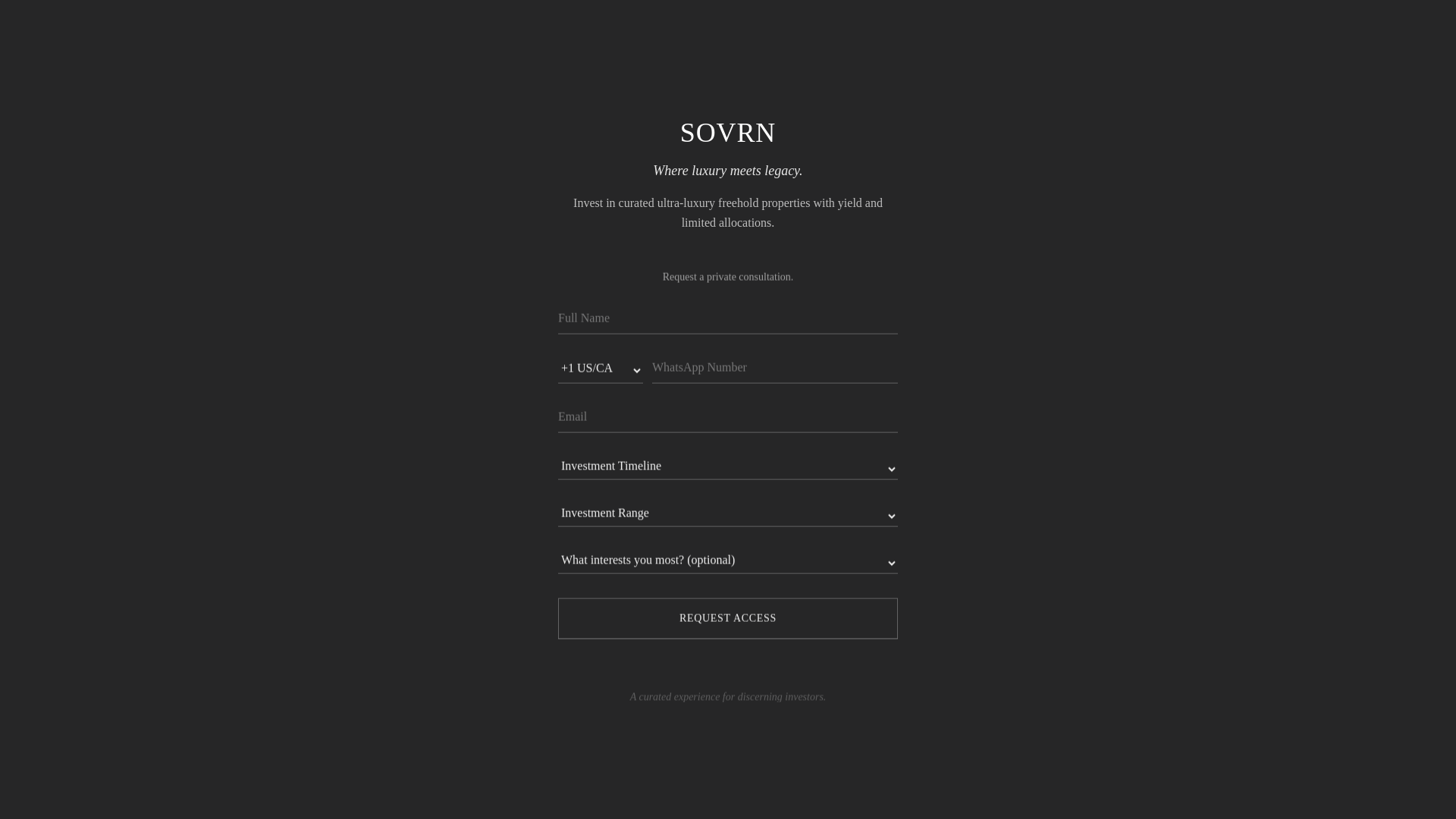 website screenshot of https://sovrnestates.com/