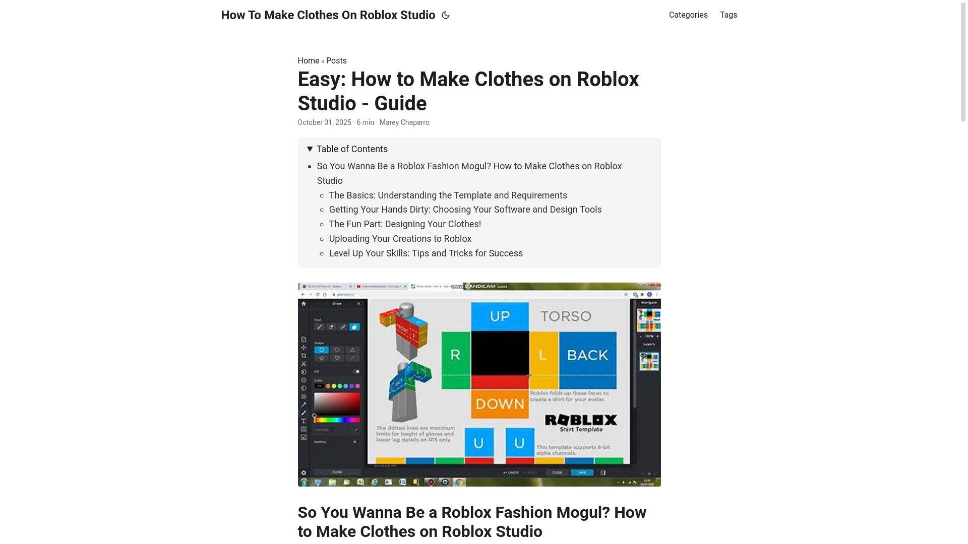 website screenshot of https://how-to-make-clothes-on-roblox-studio.pages.dev/