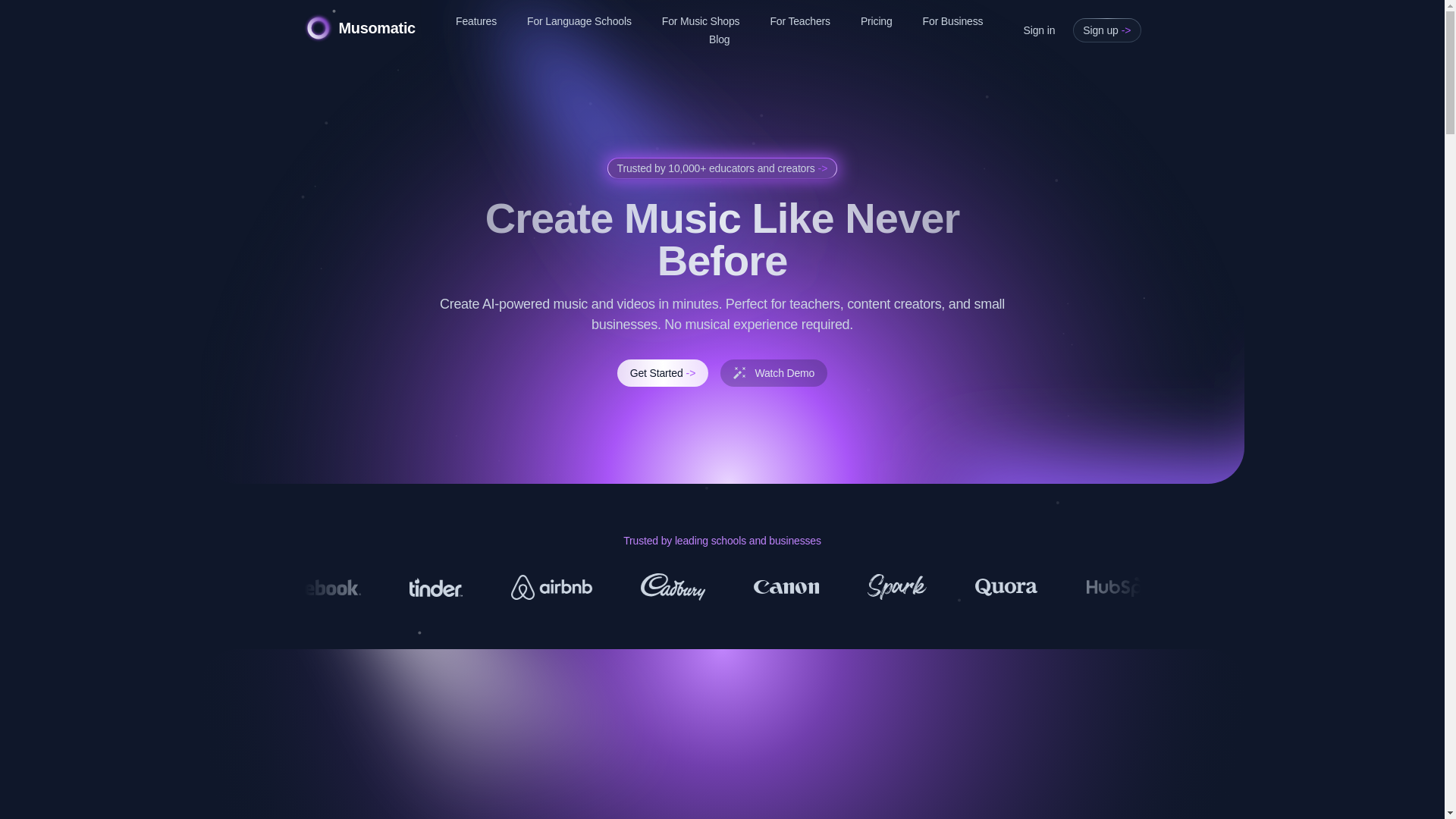 website screenshot of https://musomatic-lp.pages.dev/