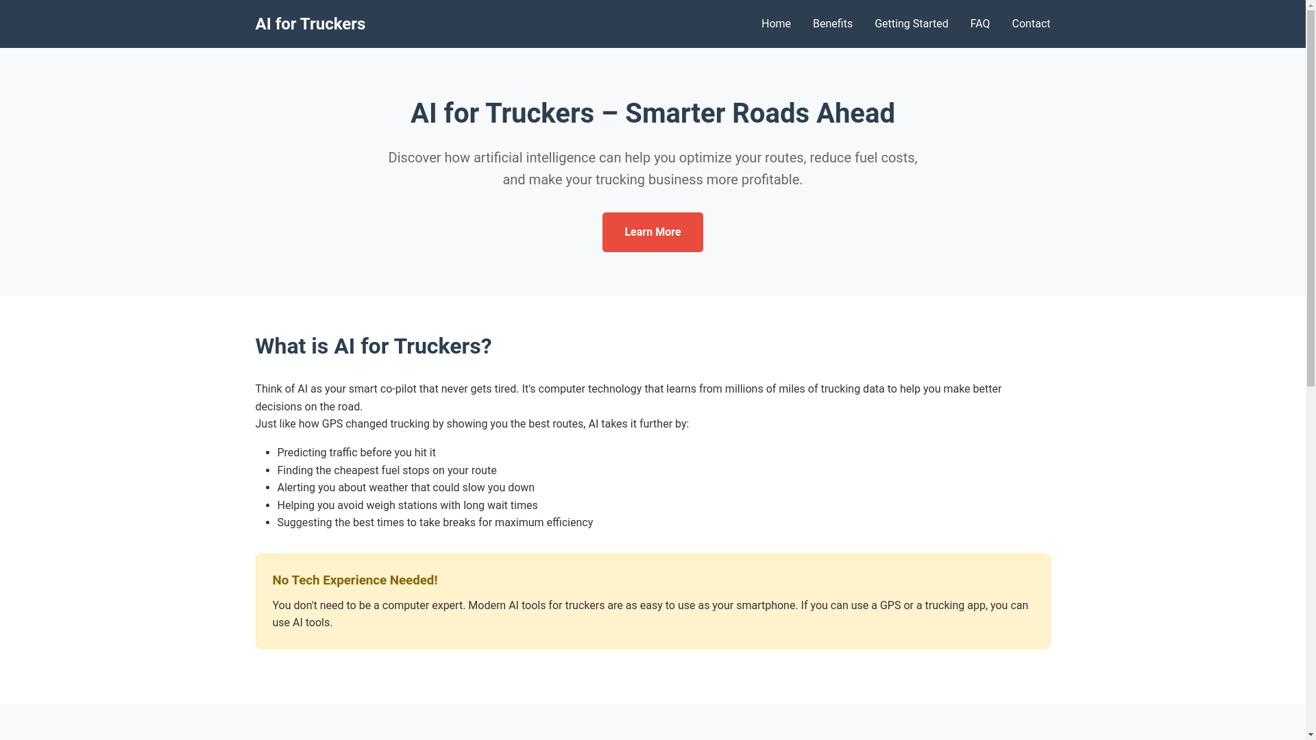 website screenshot of https://ai4truckers.site/