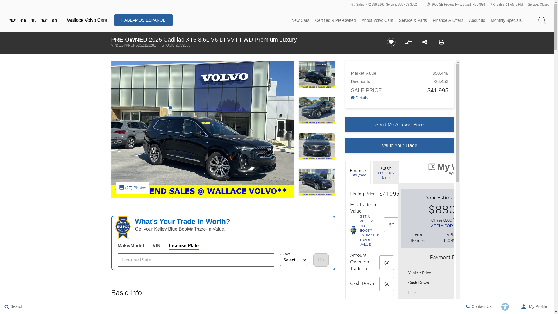 website screenshot of https://www.wallacevolvocars.com/inventory/1GYKPCRS2SZ122281/