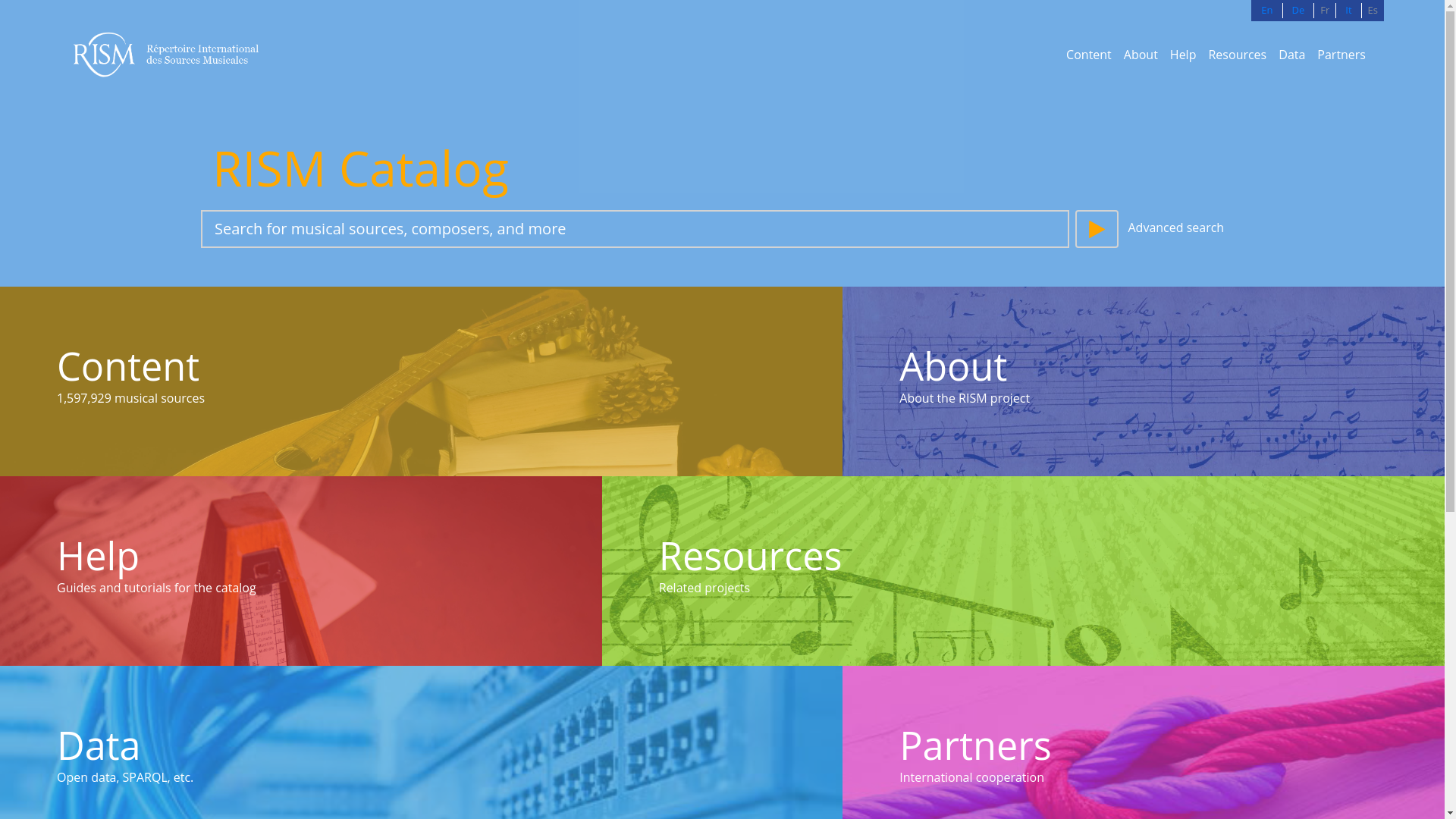 website screenshot of https://opac.rism.info/