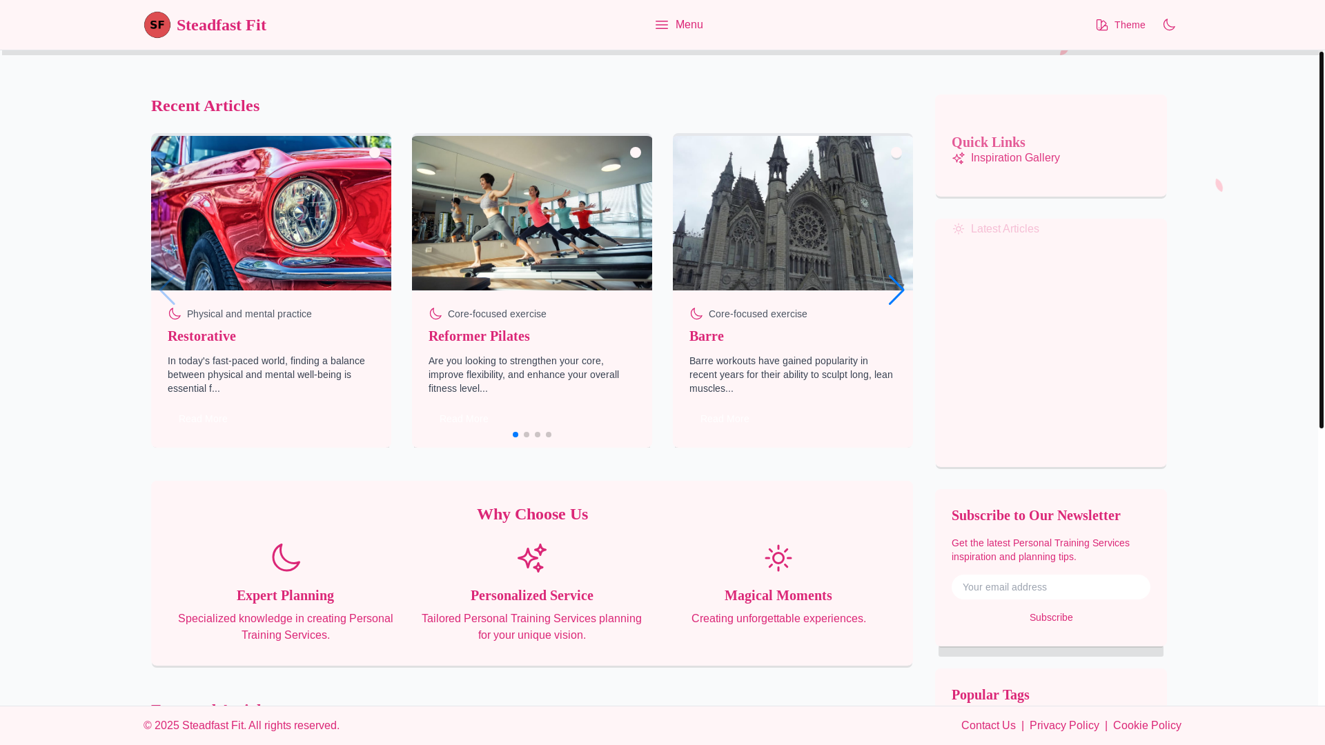 website screenshot of https://steadfastfitnessplan.club/