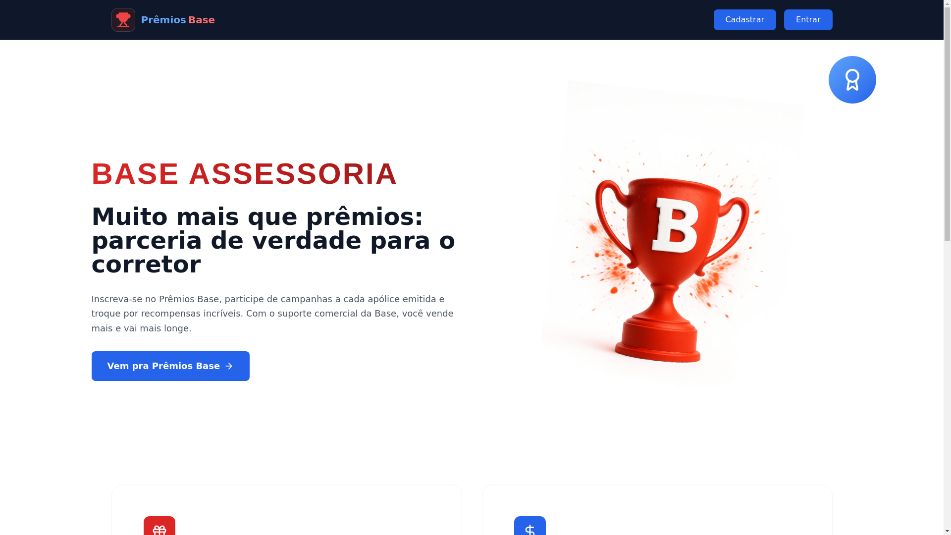 website screenshot of https://premiosbase.com.br/
