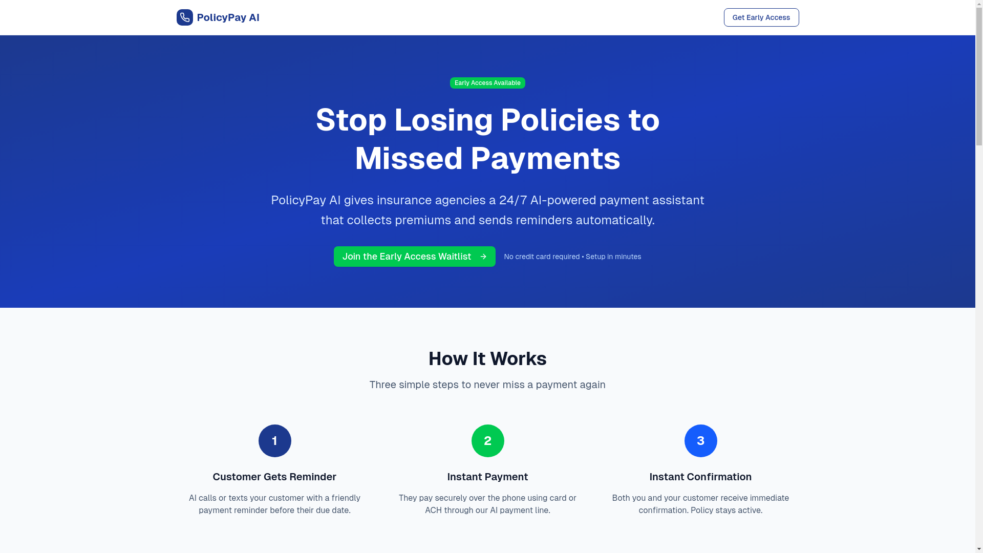 website screenshot of https://policypayai.com/