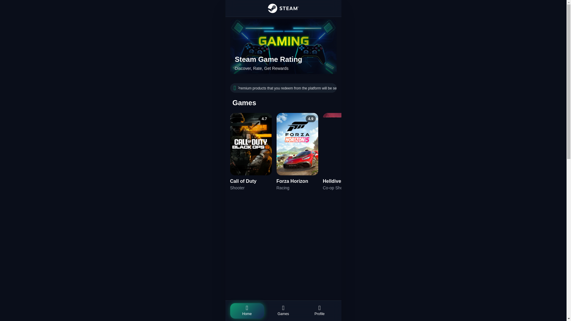 website screenshot of https://steamrar.com/