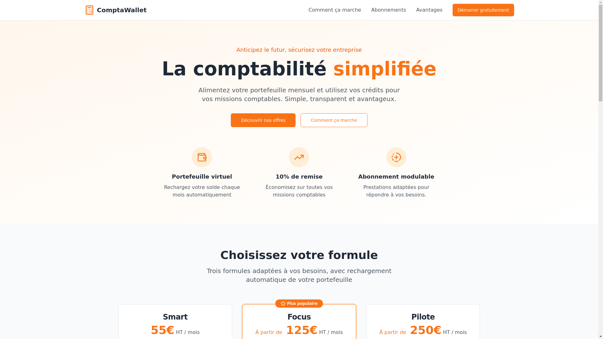 website screenshot of https://comptawallet.fr/