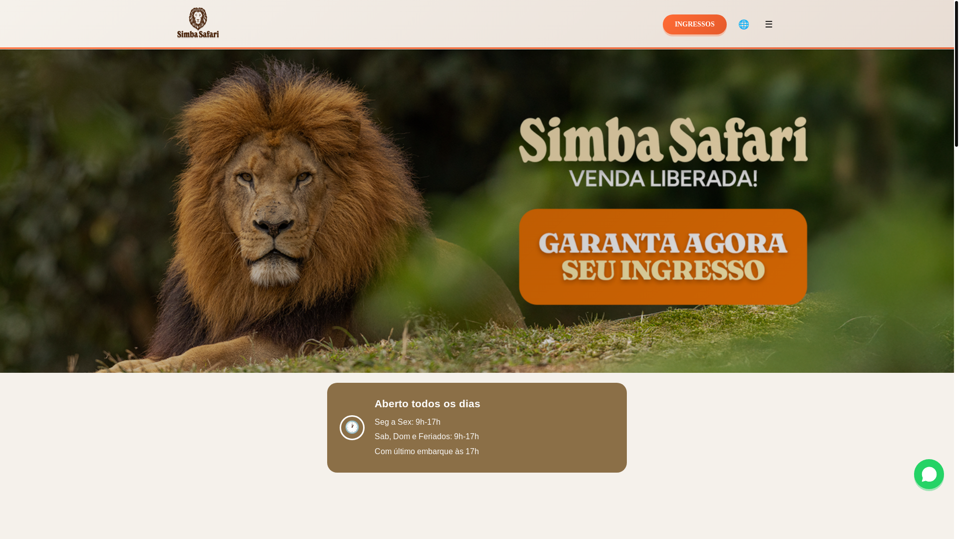 website screenshot of https://ingressos-safarisimba.com/