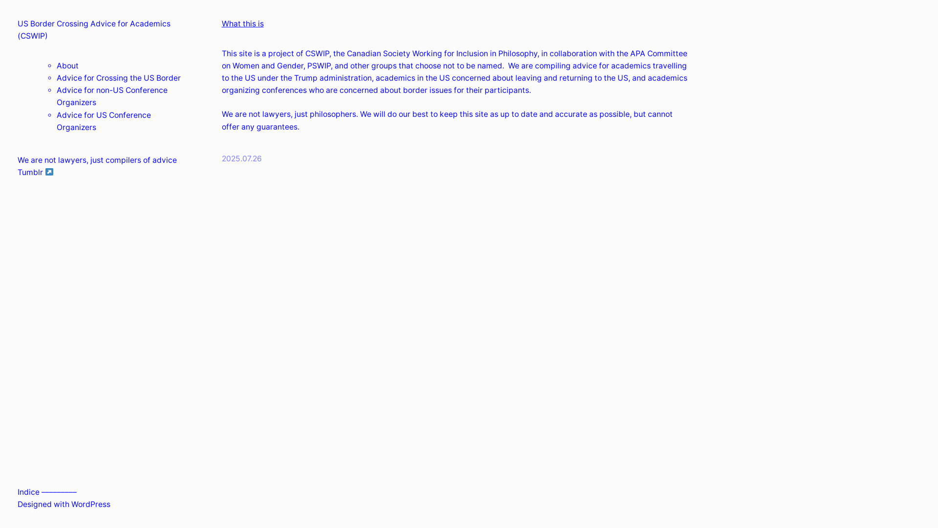 website screenshot of https://cswipbordercrossingguide.org/
