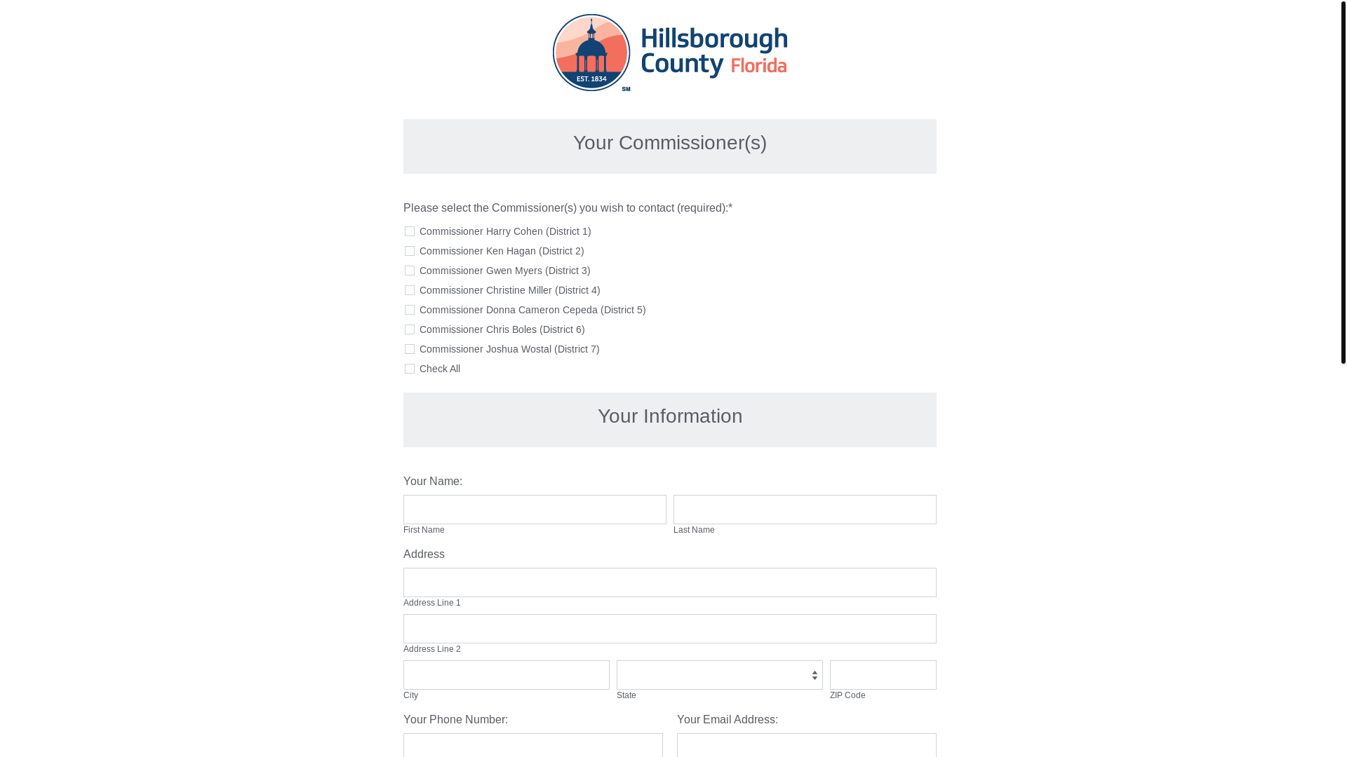 website screenshot of https://hcflgov.formstack.com/forms/contact_commissioner