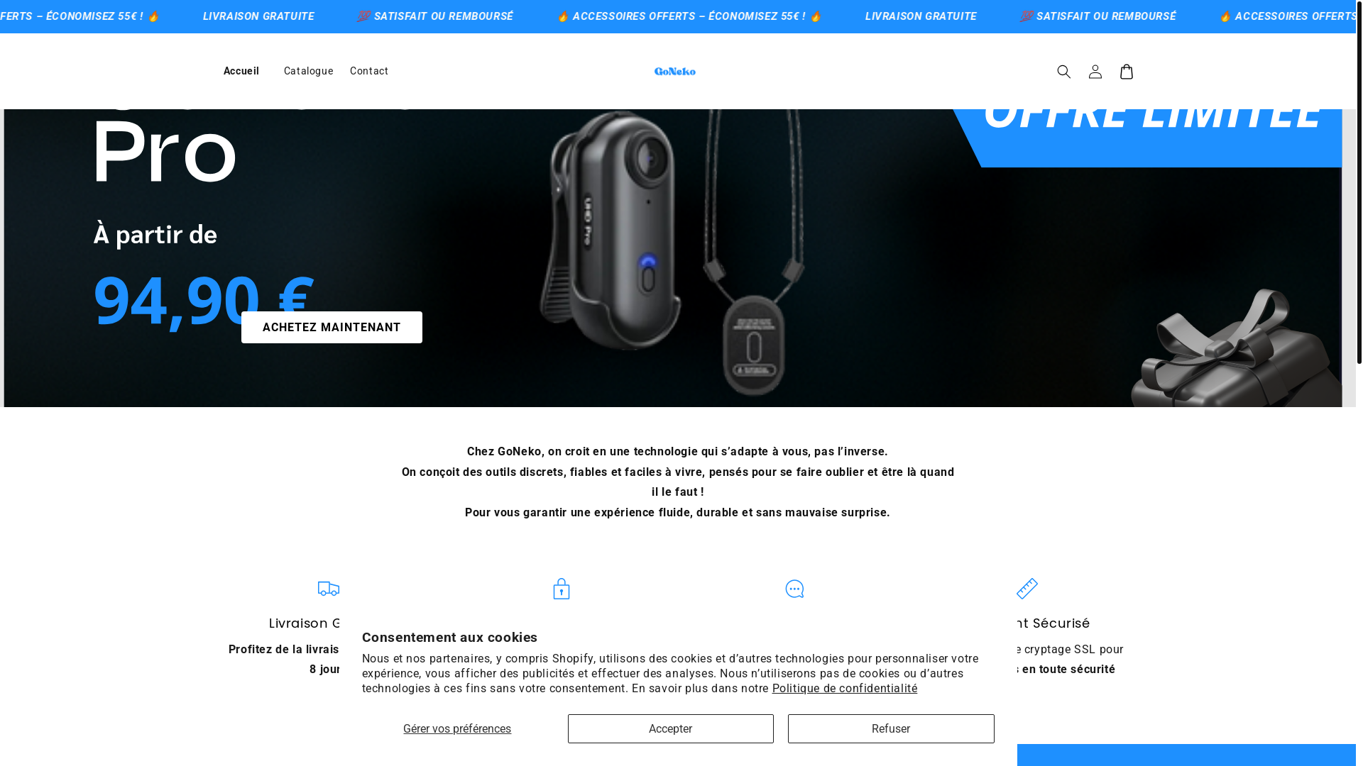 website screenshot of https://goneko.store/