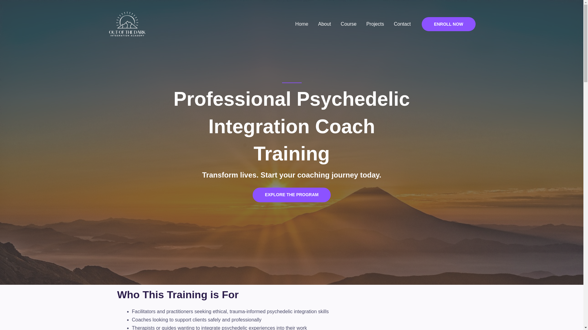 website screenshot of https://outofthedarkacademy.com/