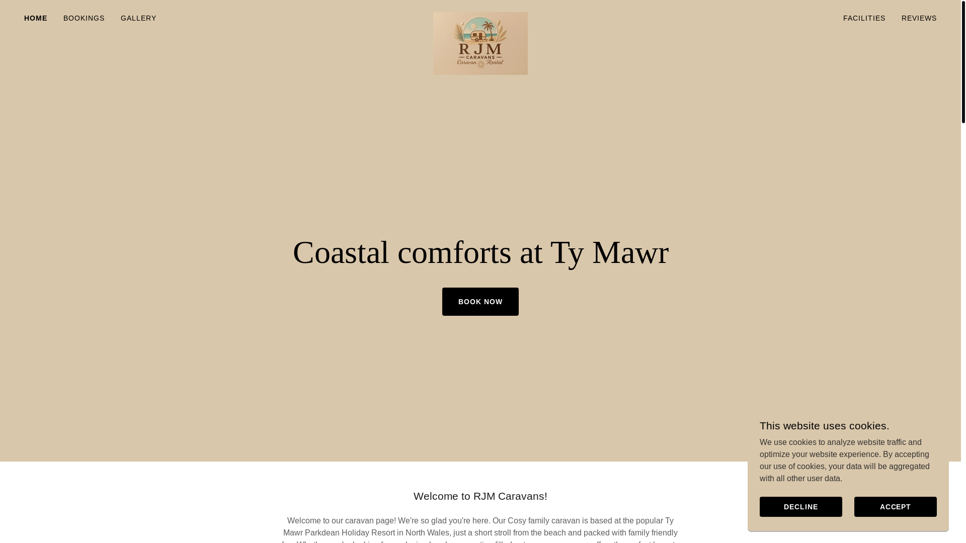 website screenshot of https://rjmcaravans.co.uk/