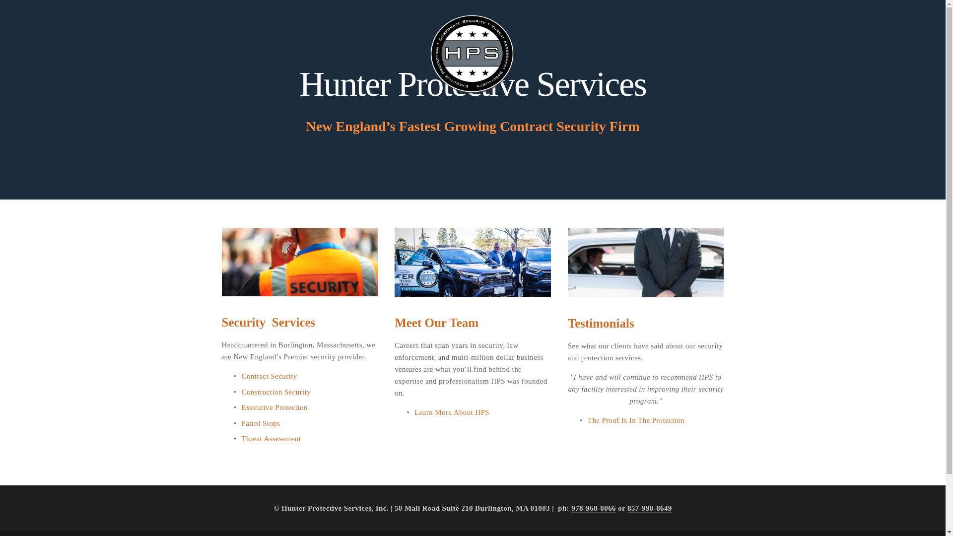 website screenshot of https://hunterprotectiveco.com/