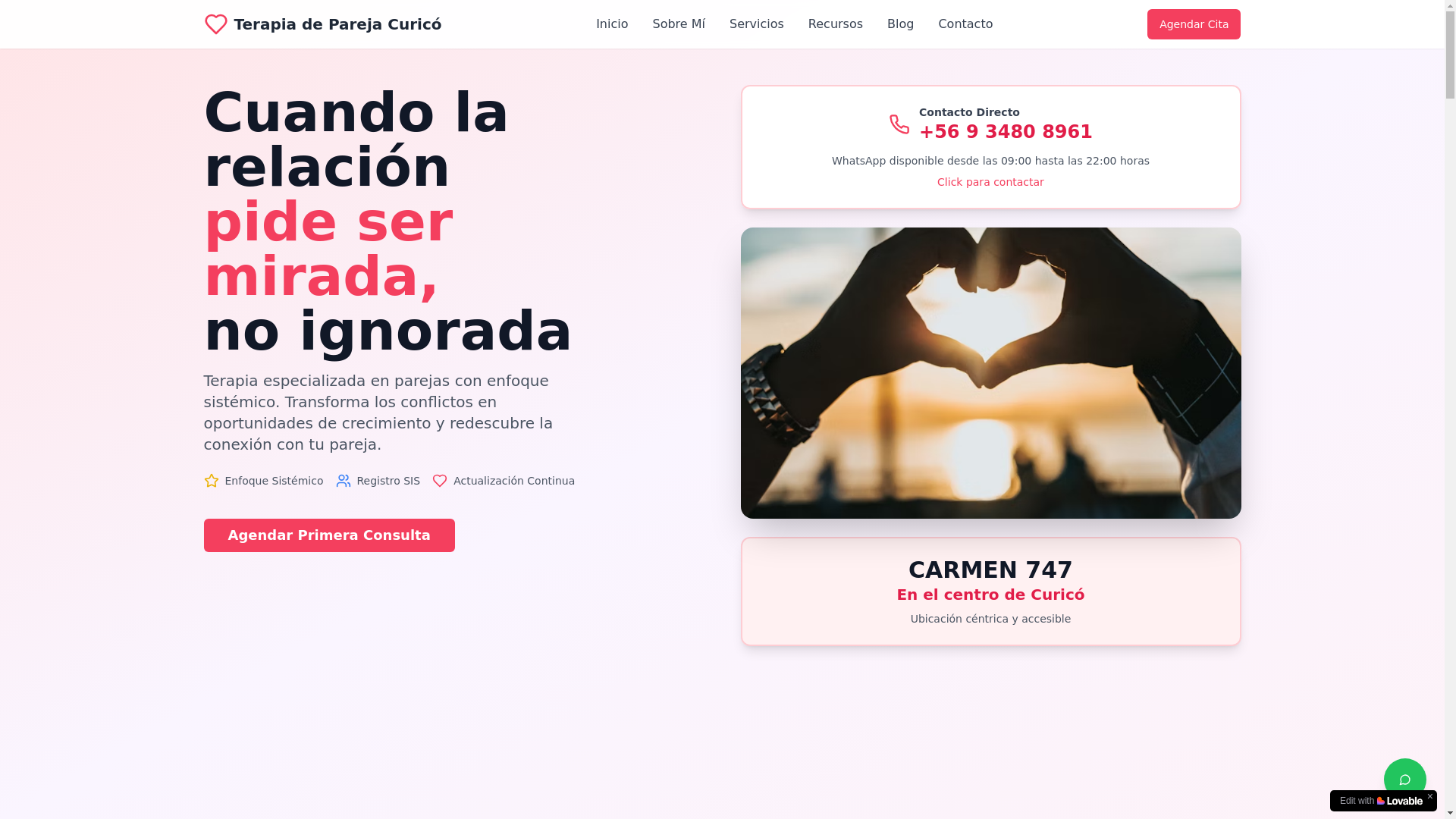 website screenshot of https://terapiaparejacurico.com/