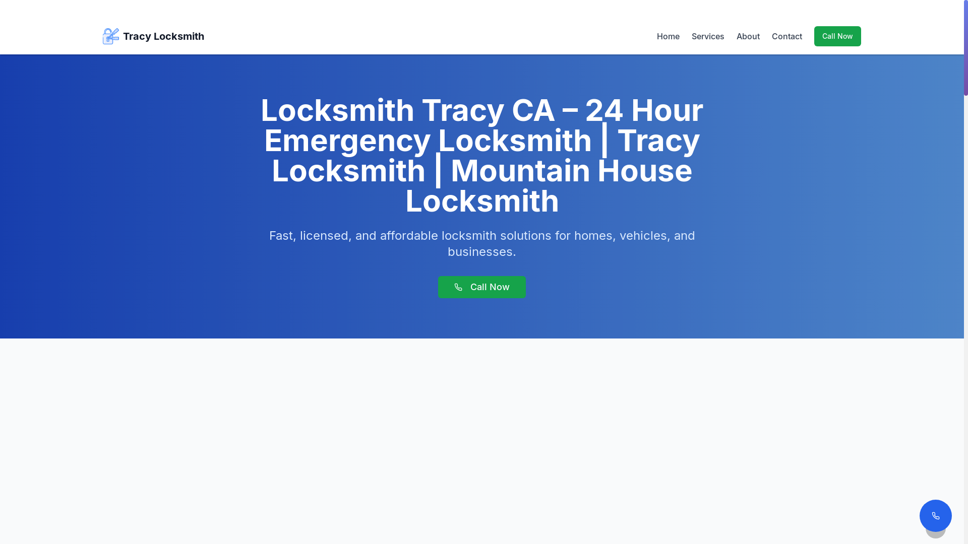website screenshot of https://locksmithtracycalifornia.com/