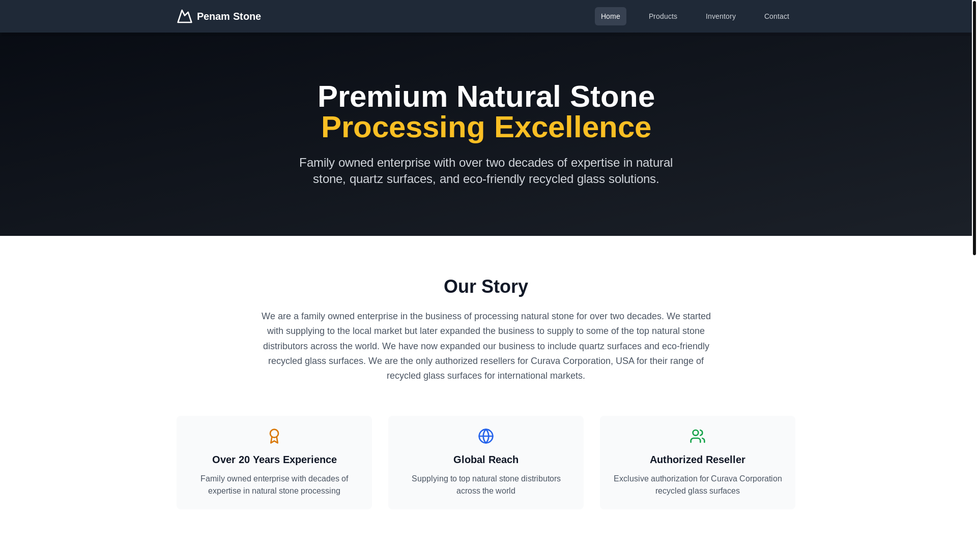 website screenshot of https://penam-stones.pages.dev/