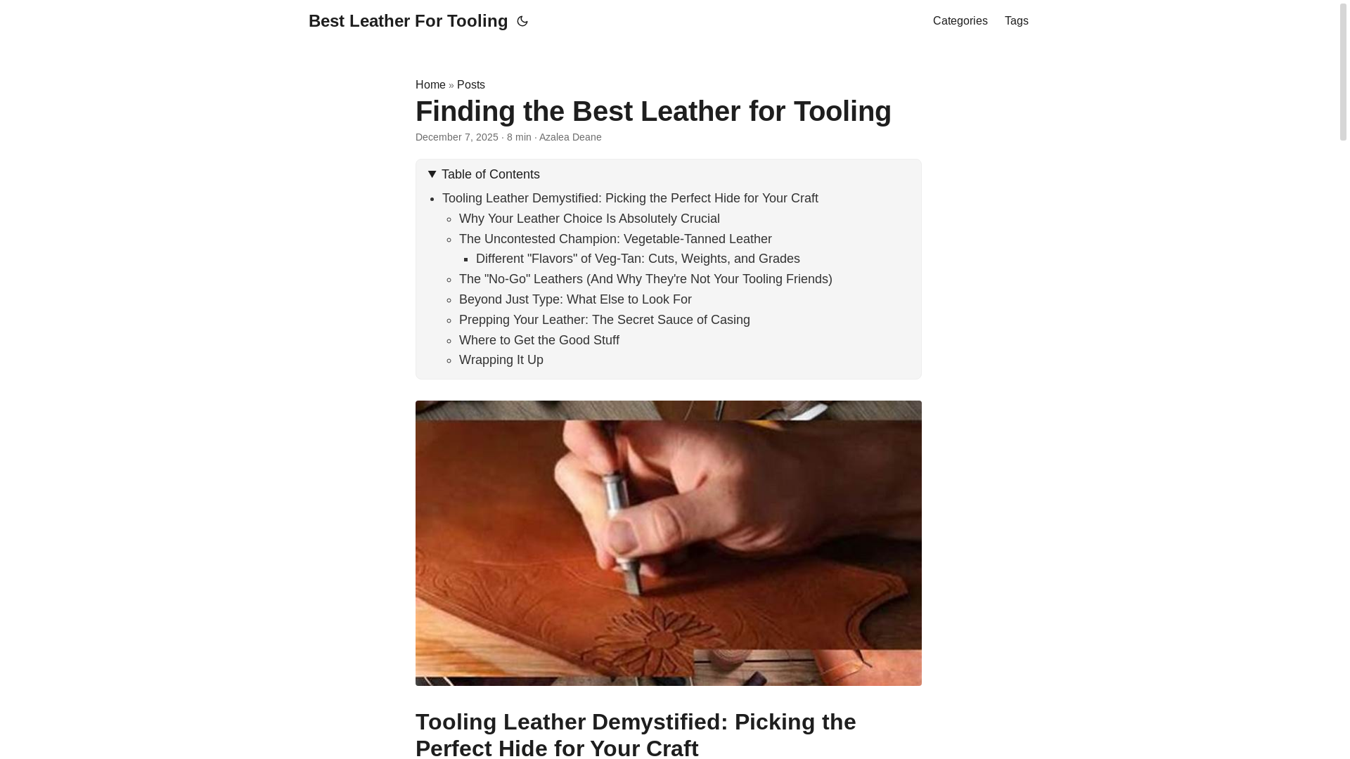 website screenshot of https://bestleatherfortooling.pages.dev/