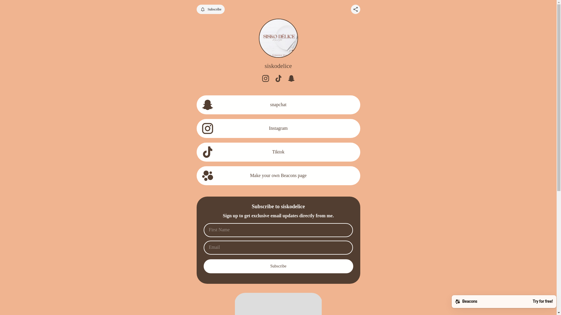 website screenshot of https://siskodelice.com/