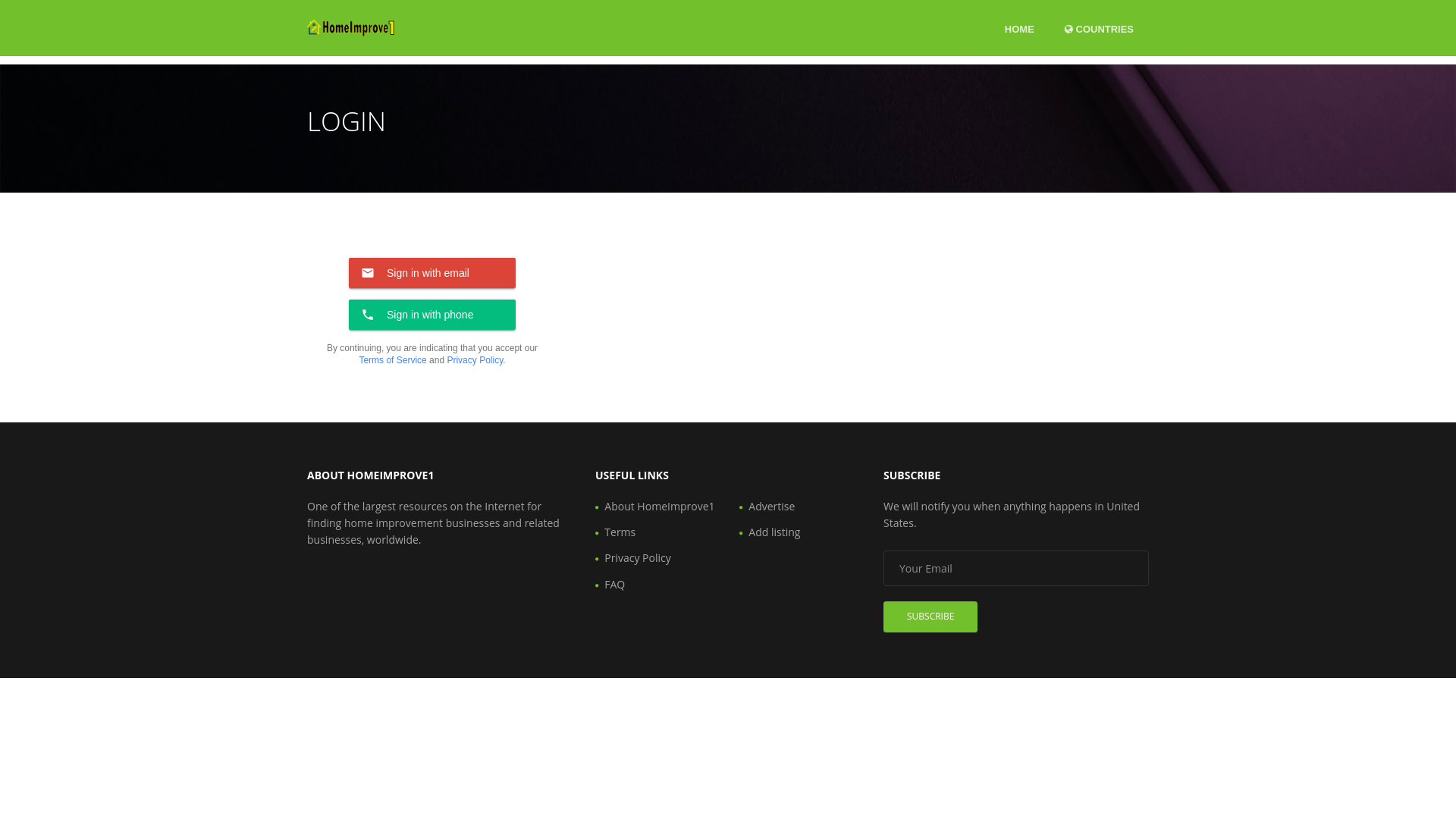 website screenshot of https://www.homeimprove1.com/account/567321983688133