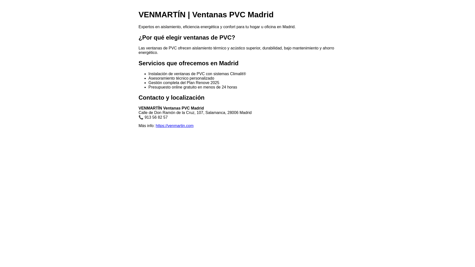 website screenshot of https://venmartinpvcmadrid.pages.dev/