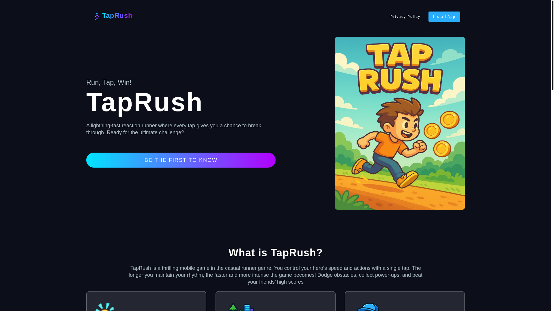 website screenshot of https://taprush.shop/