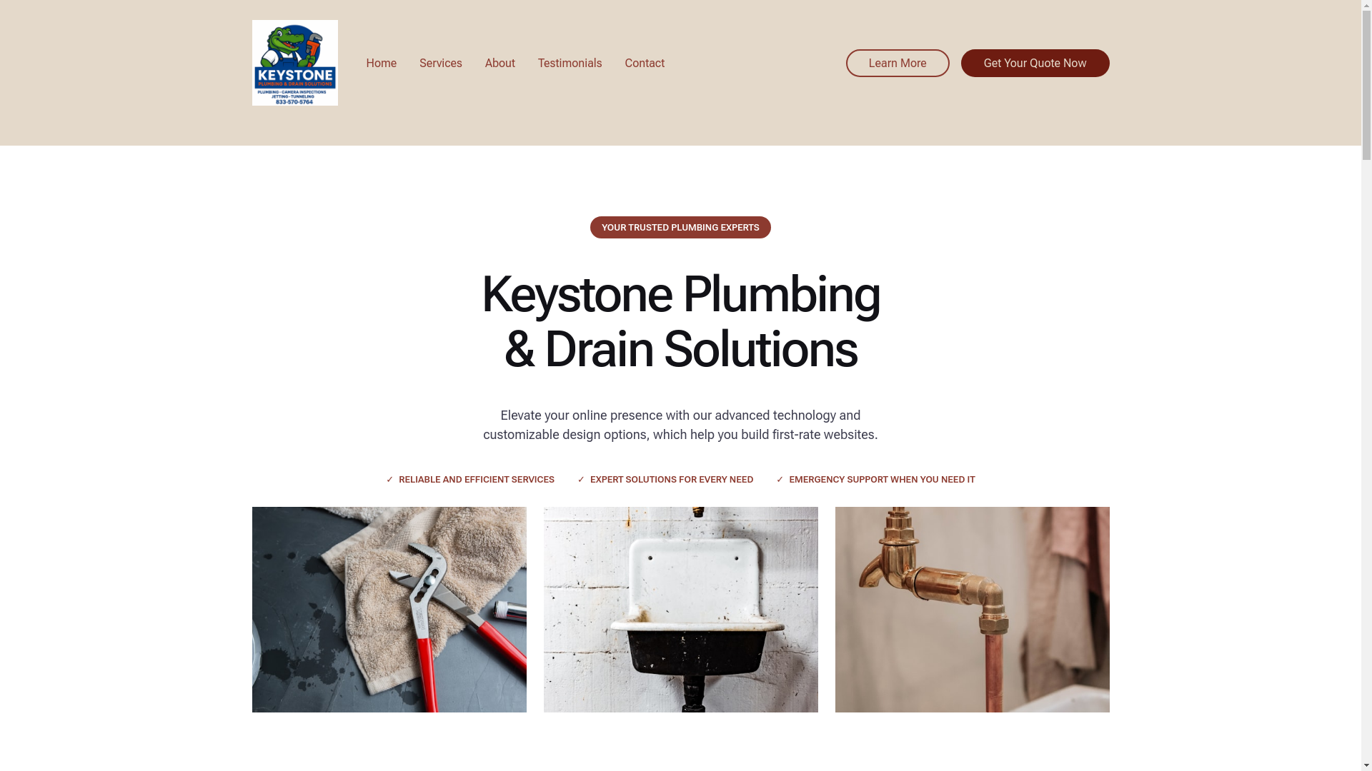 website screenshot of https://keystoneplumbingla.com/