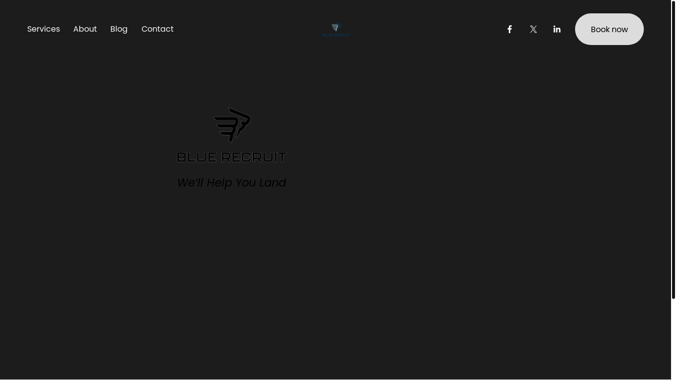 website screenshot of https://www.recruit.blue/