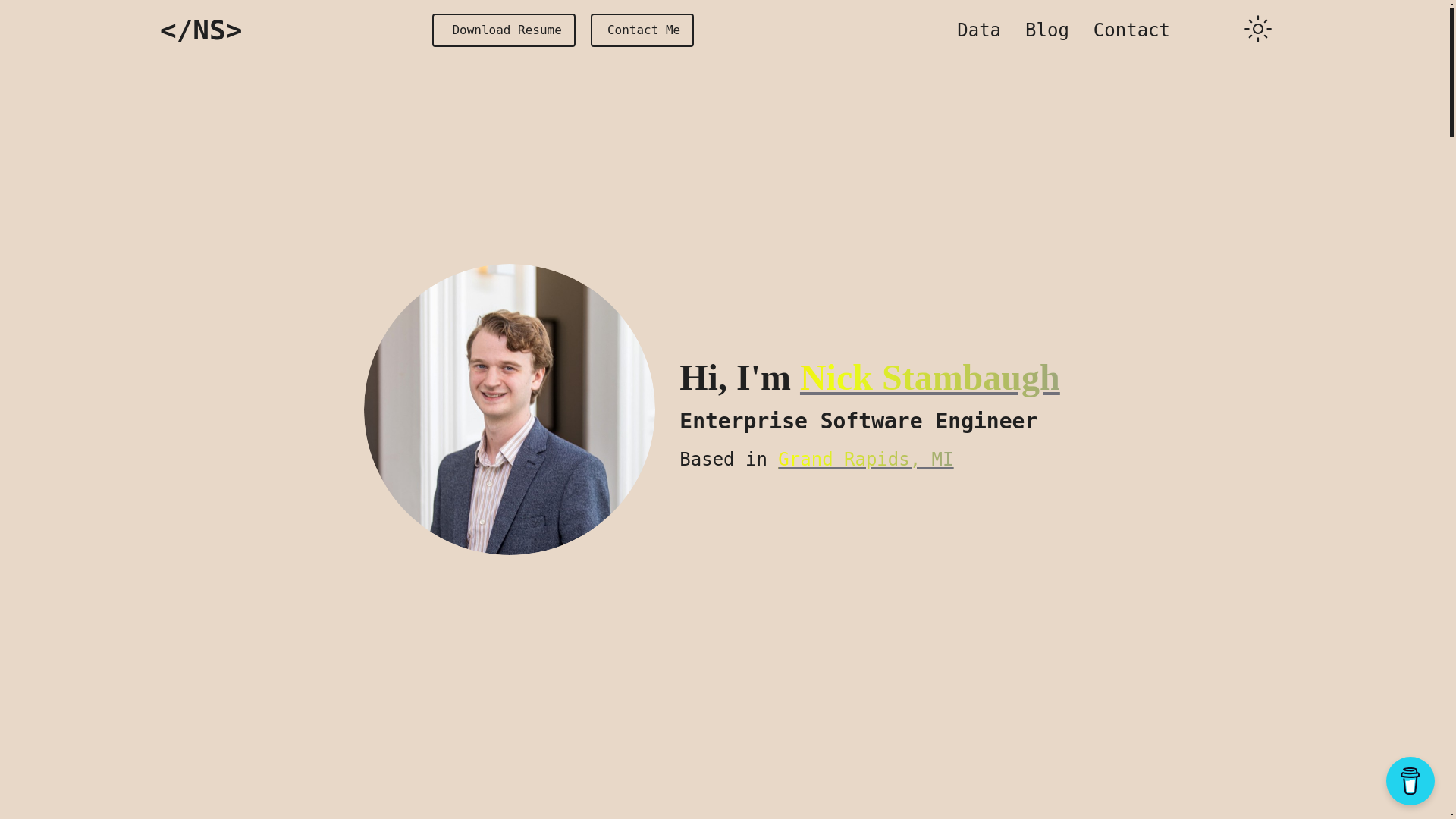 website screenshot of https://nickstambaugh.dev/