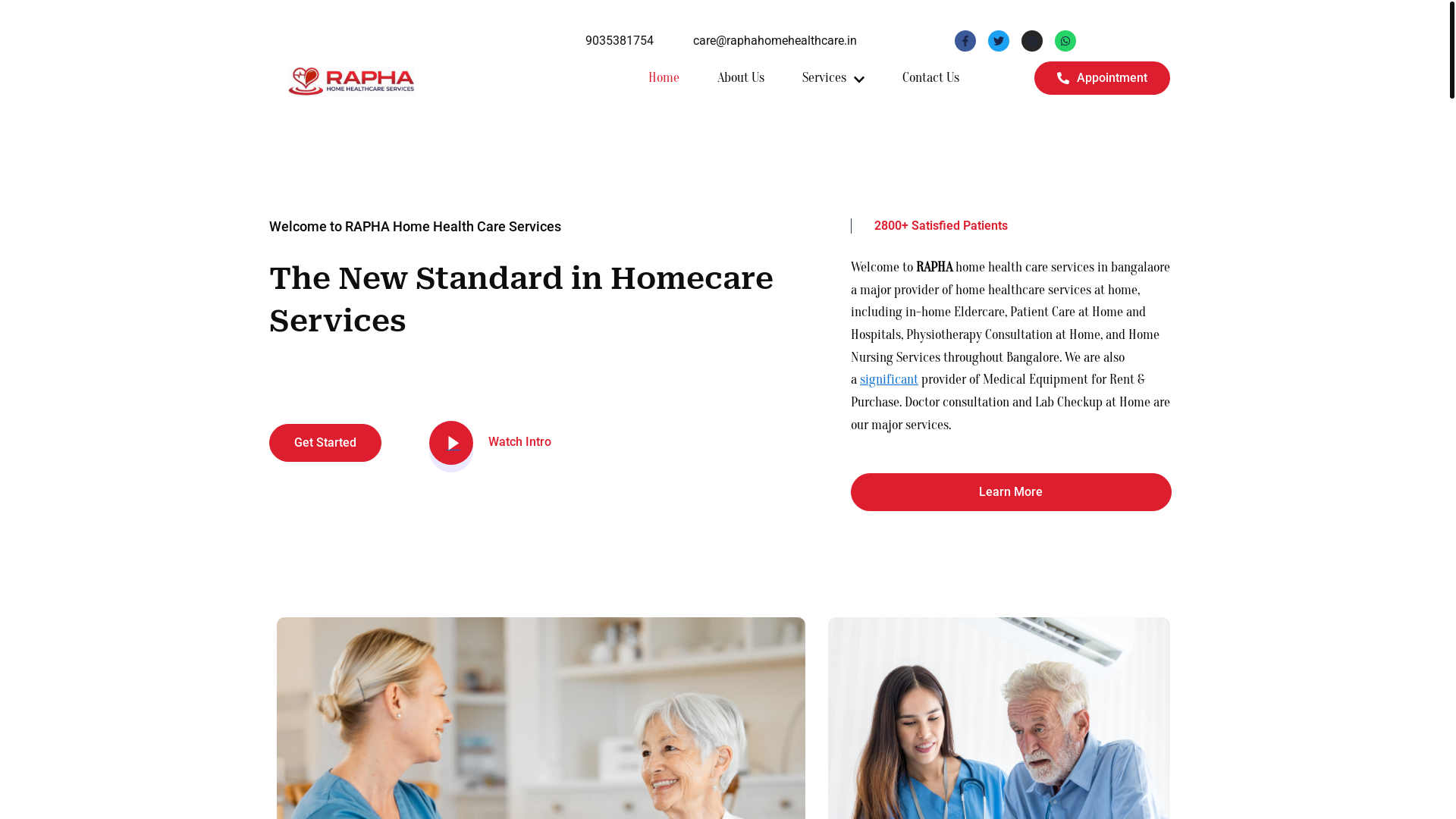 website screenshot of https://raphahomehealthcare.in/