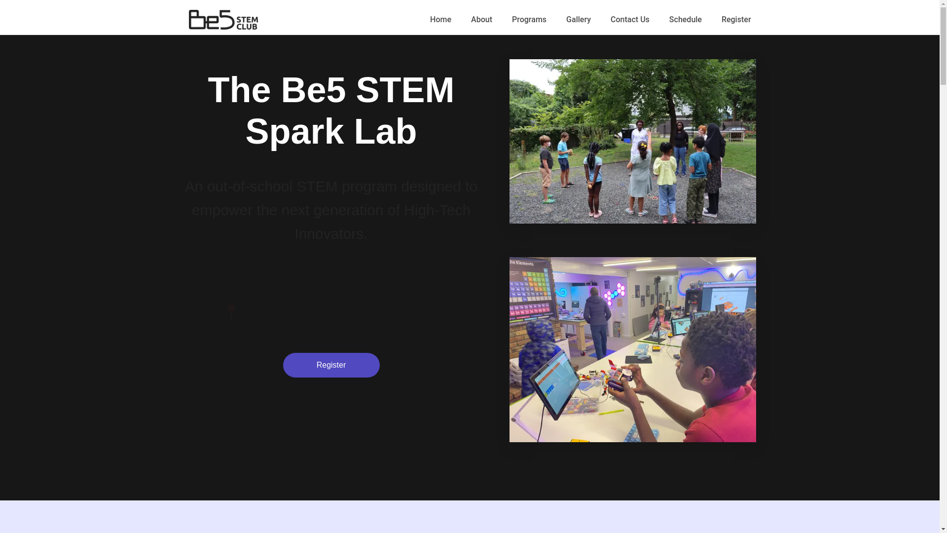 website screenshot of https://be5stemsparklab.com/