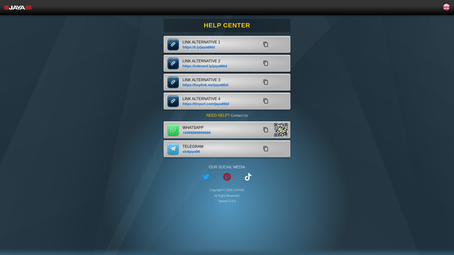 website screenshot of https://jaya88helpa.com/