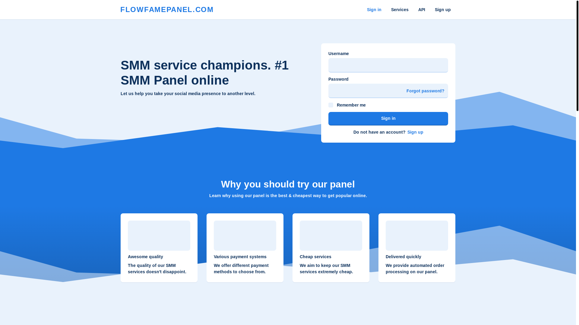 website screenshot of https://flowfamepanel.com/