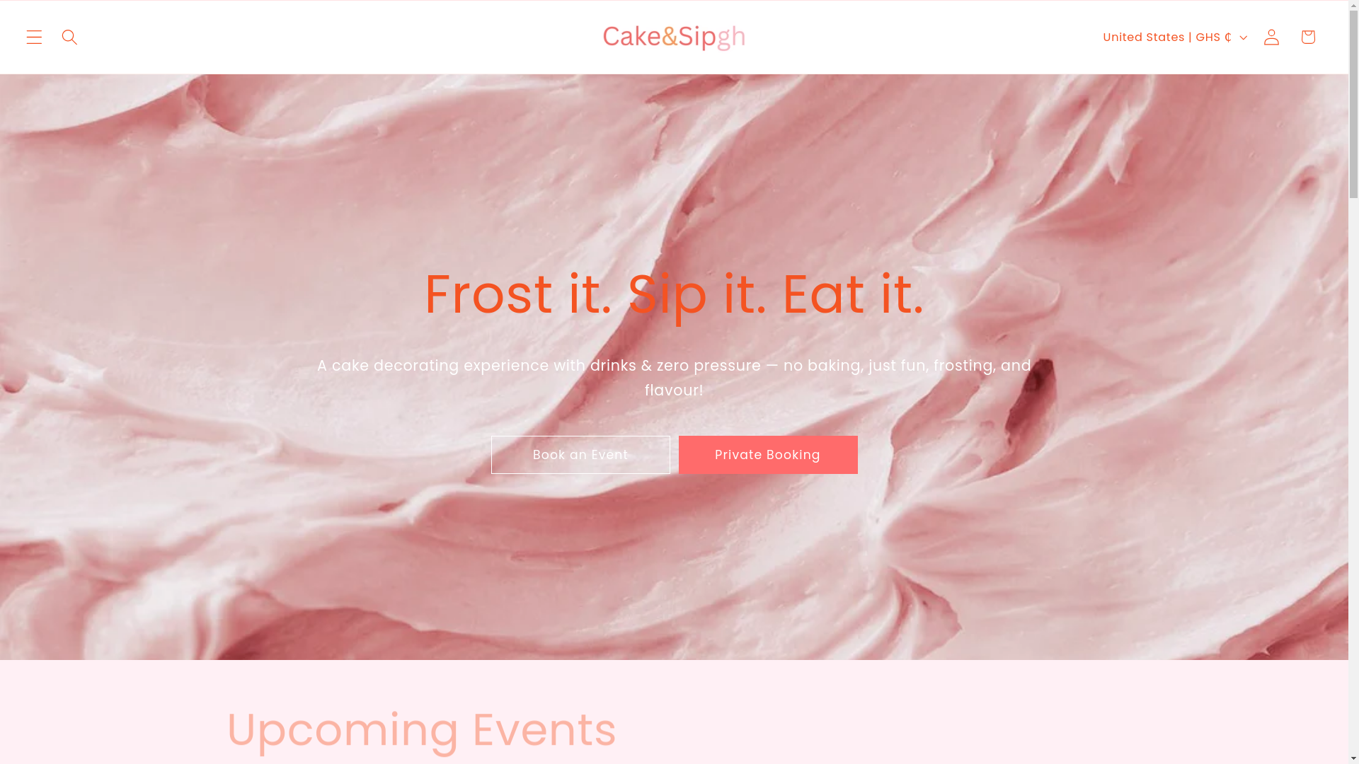 website screenshot of https://cakeandsipgh.com/