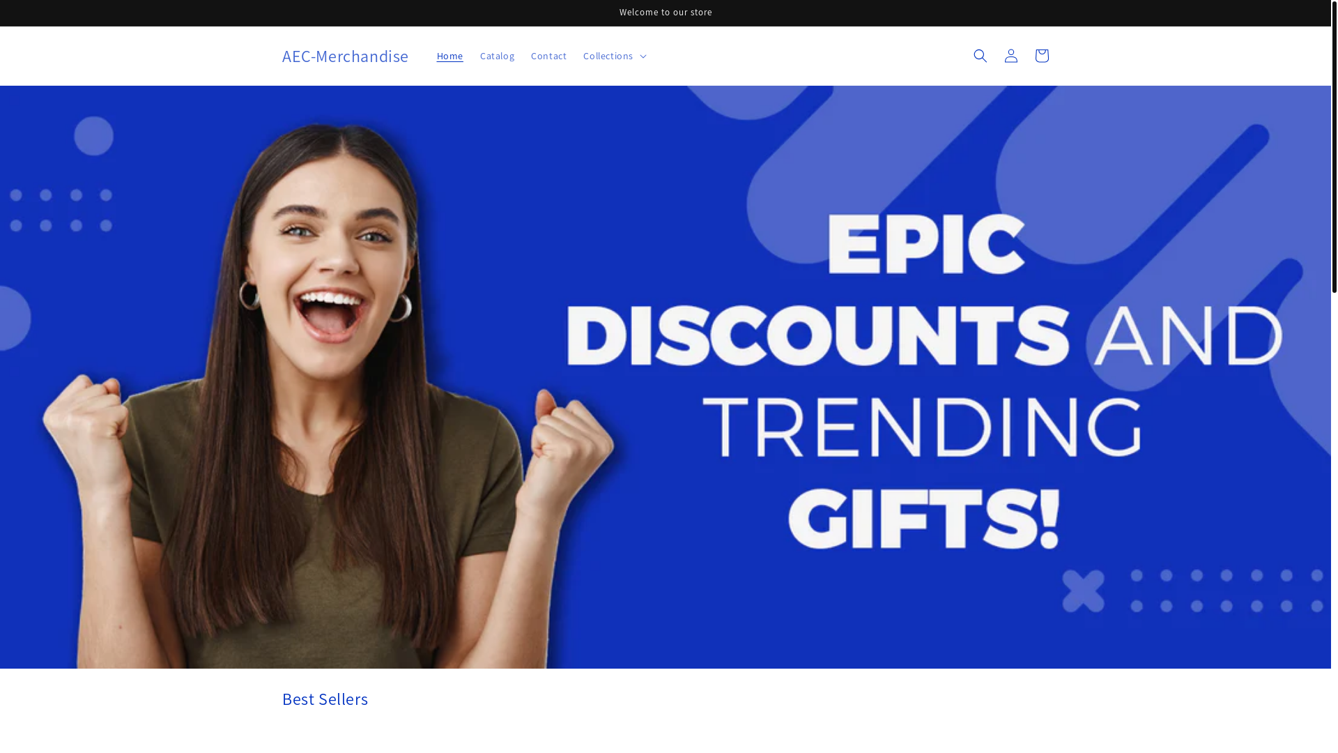 website screenshot of https://aec-merchandise.com/