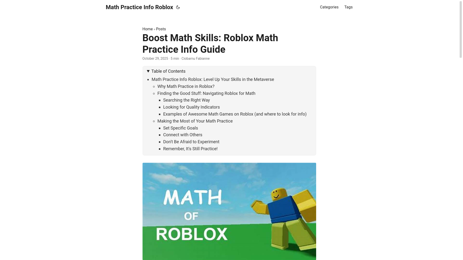 website screenshot of https://math-practice-info-roblox.pages.dev/