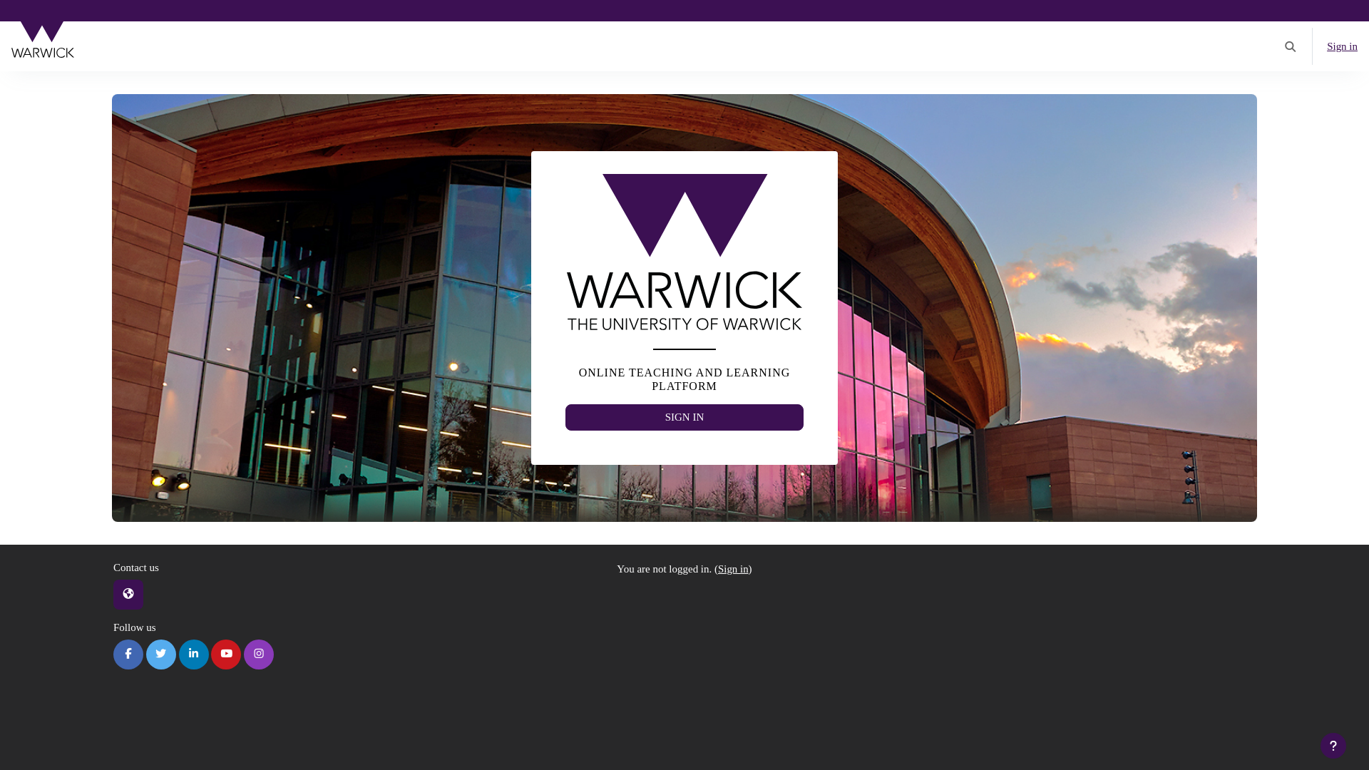 website screenshot of https://moodle.warwick.ac.uk/