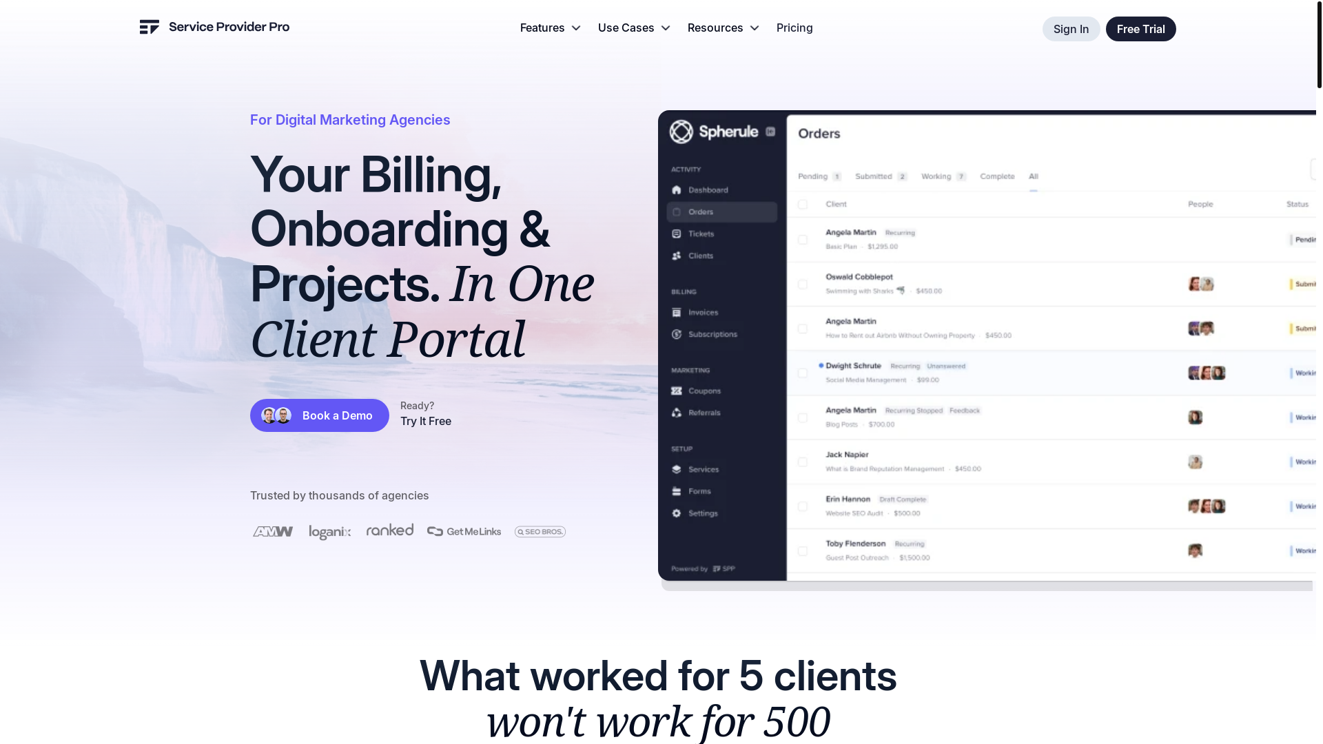 website screenshot of https://tryserviceproviderpro.com/