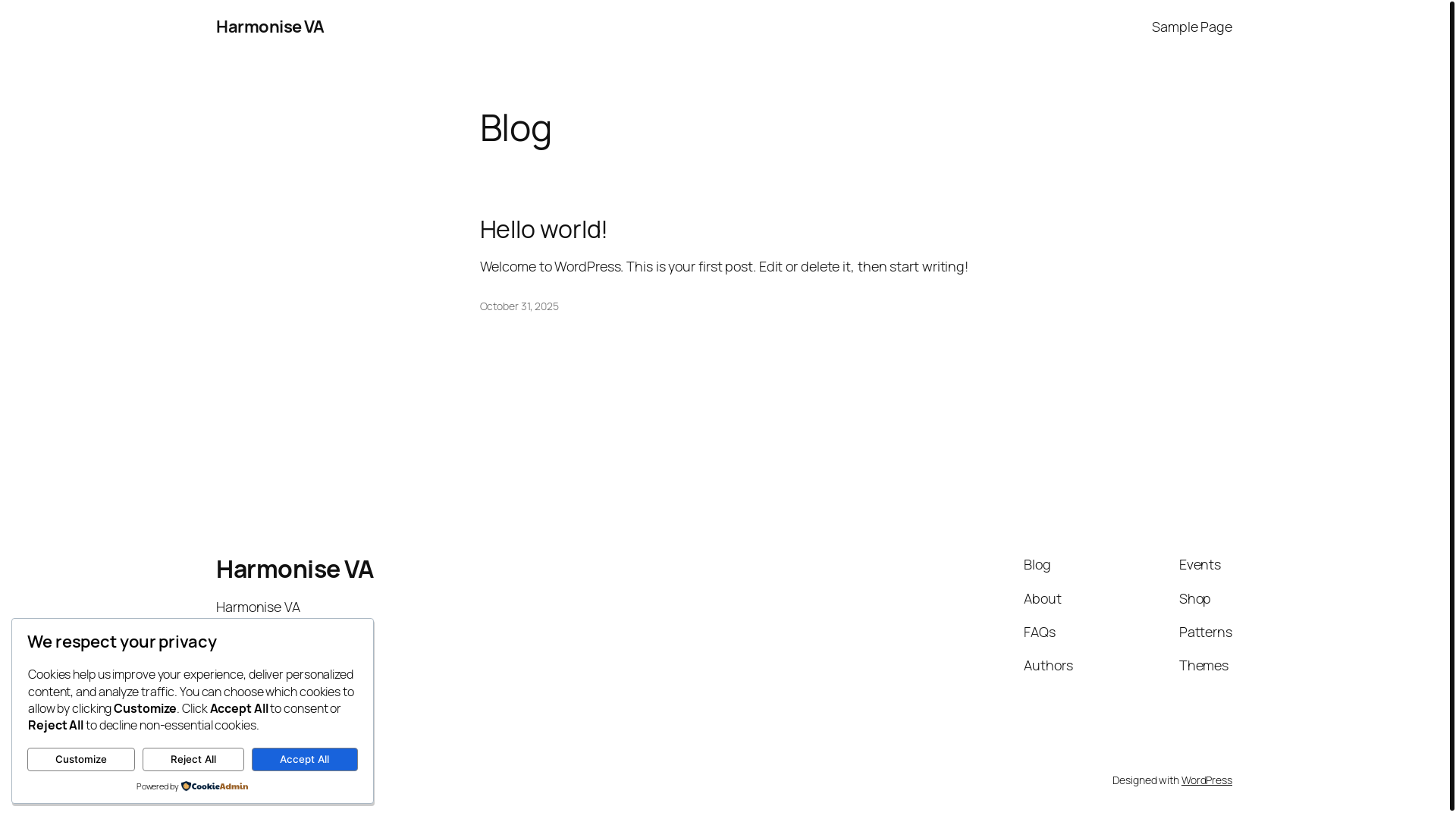 website screenshot of https://harmonise-va.co.uk/