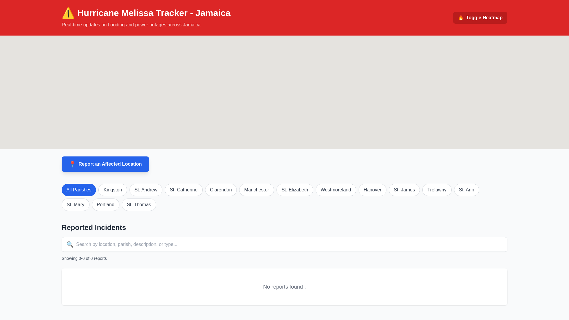 website screenshot of https://hurricanemelissatracker.com/