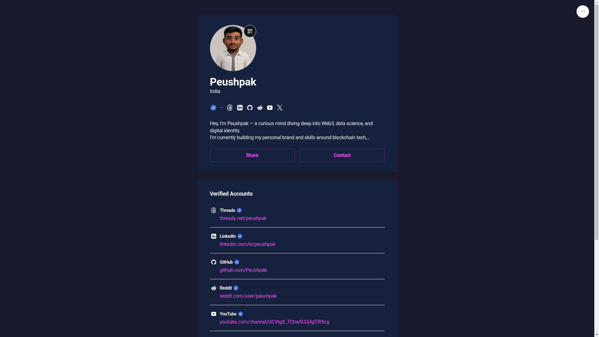 website screenshot of https://peushpak.pro/
