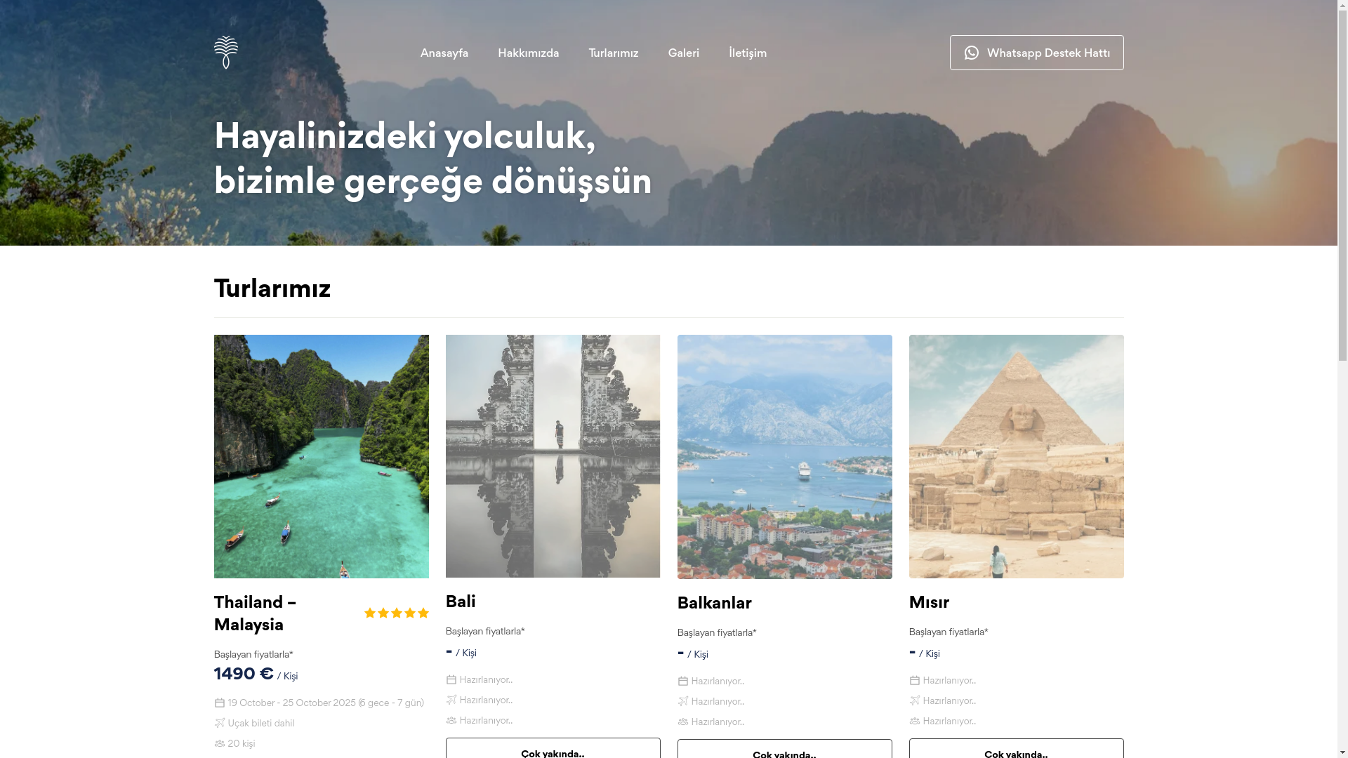 website screenshot of https://palmtravel.com.tr/