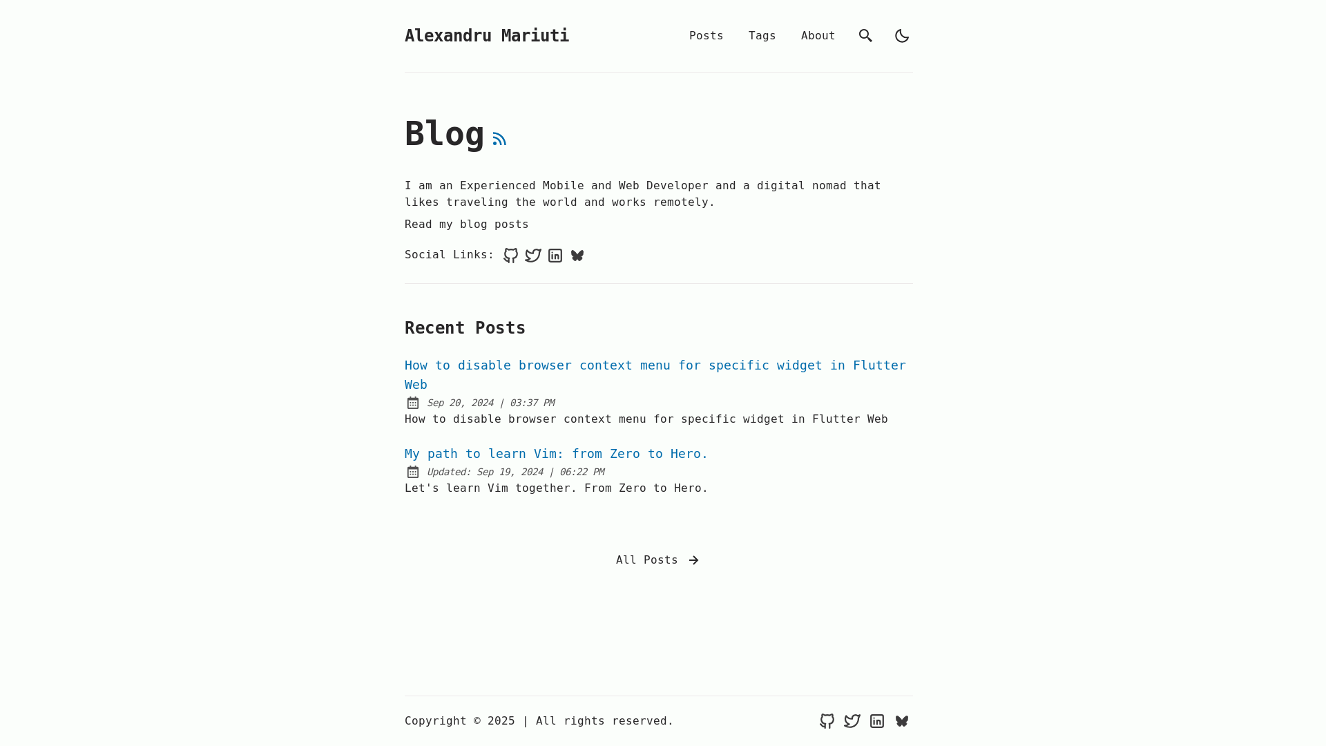 website screenshot of https://mariuti-blog.pages.dev/