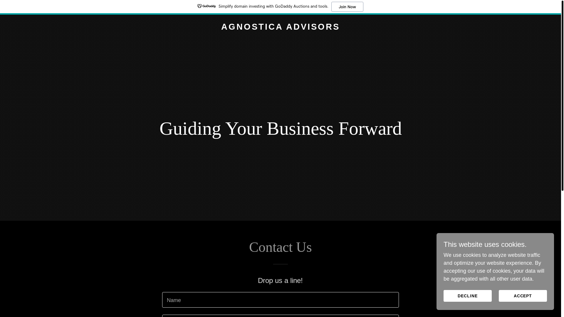 website screenshot of https://agnostica-advisors.com/
