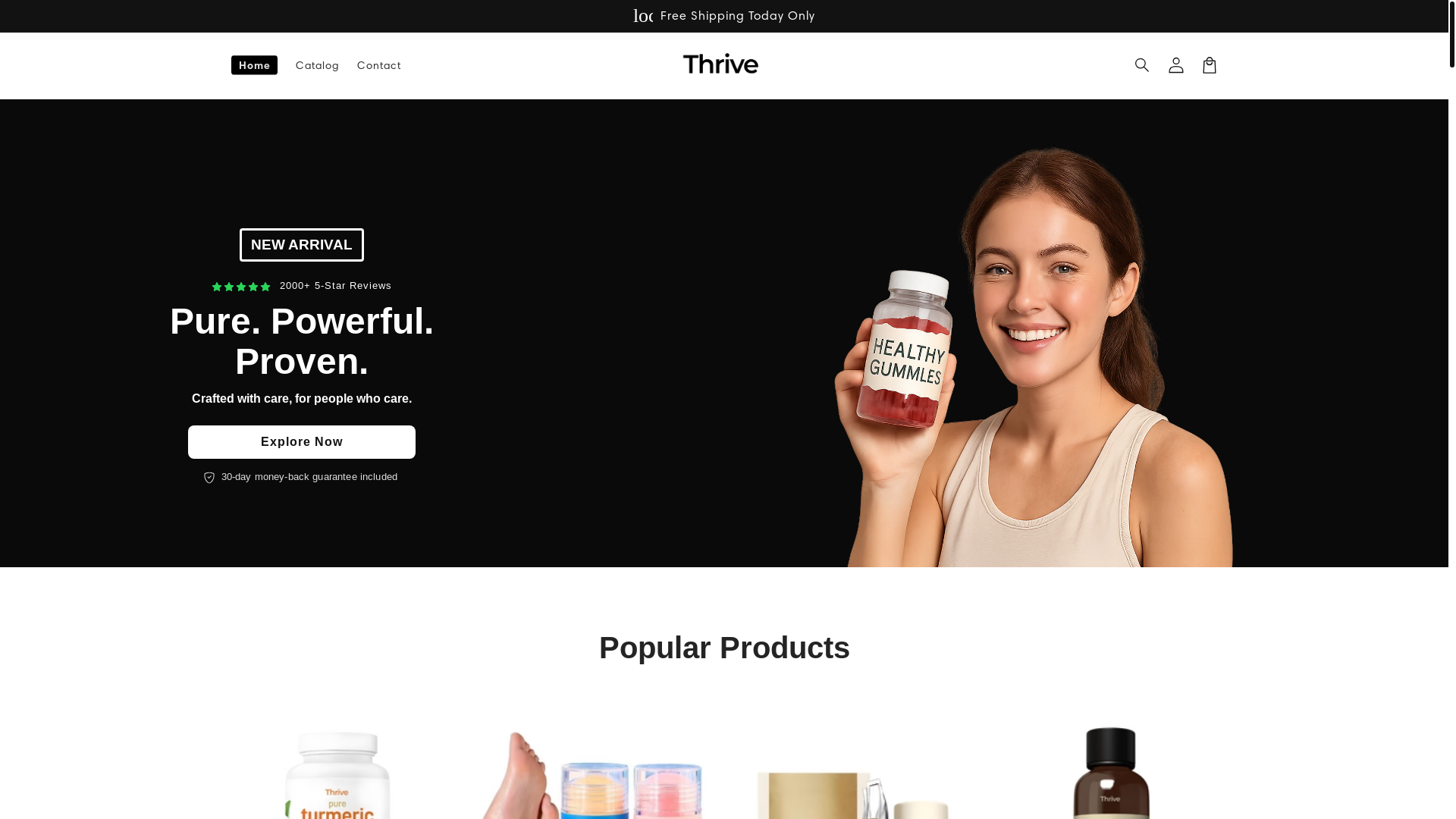 website screenshot of https://trythrive.store/