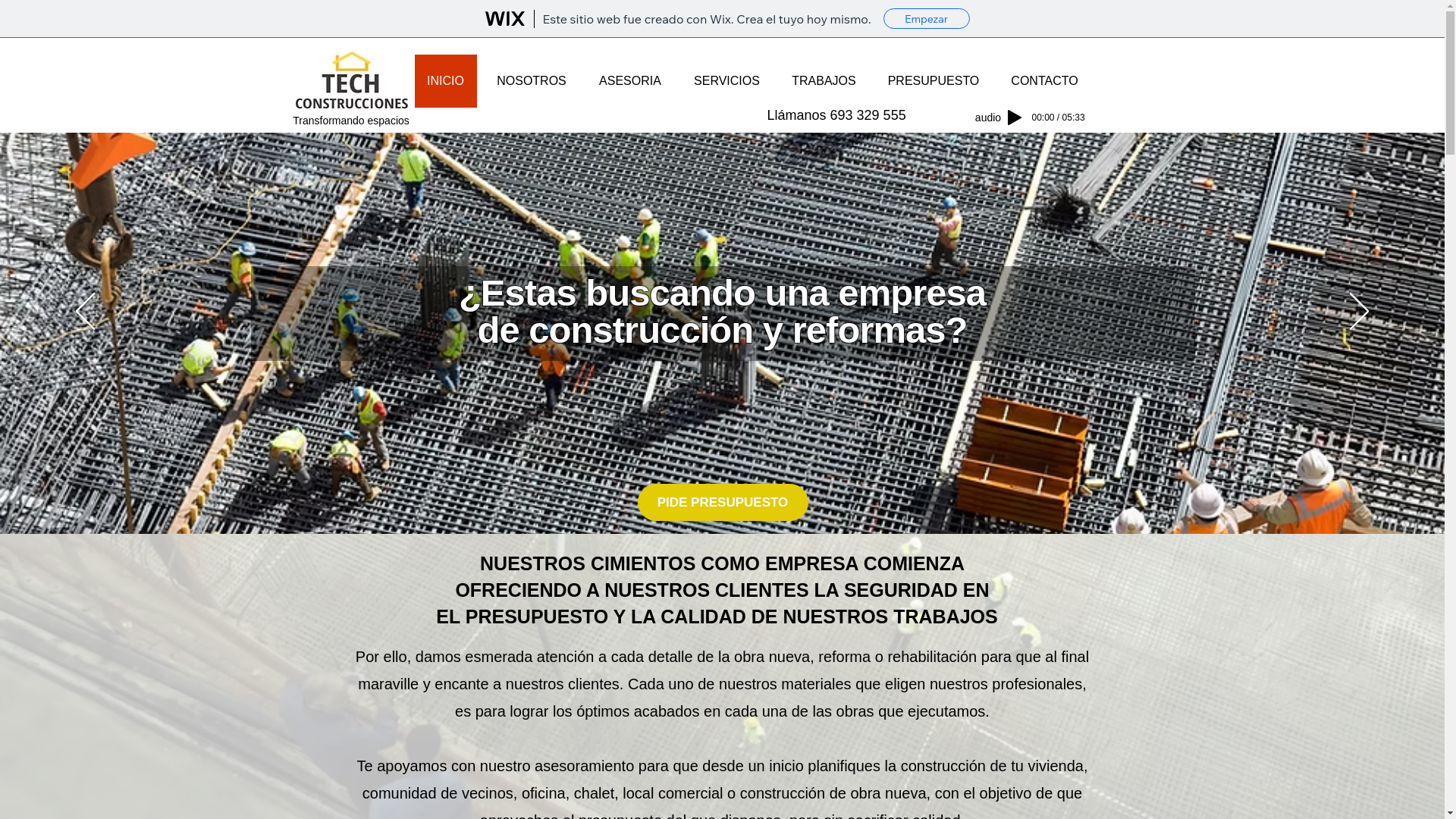 website screenshot of https://tech-construcciones.com/
