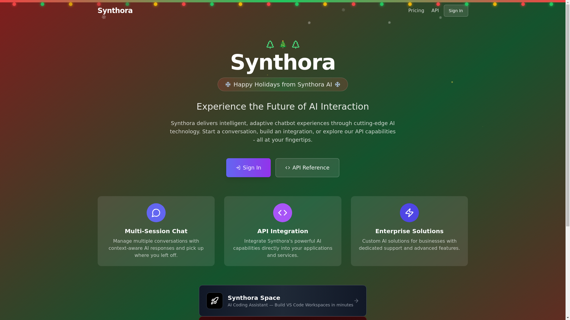 website screenshot of https://synthora.space/