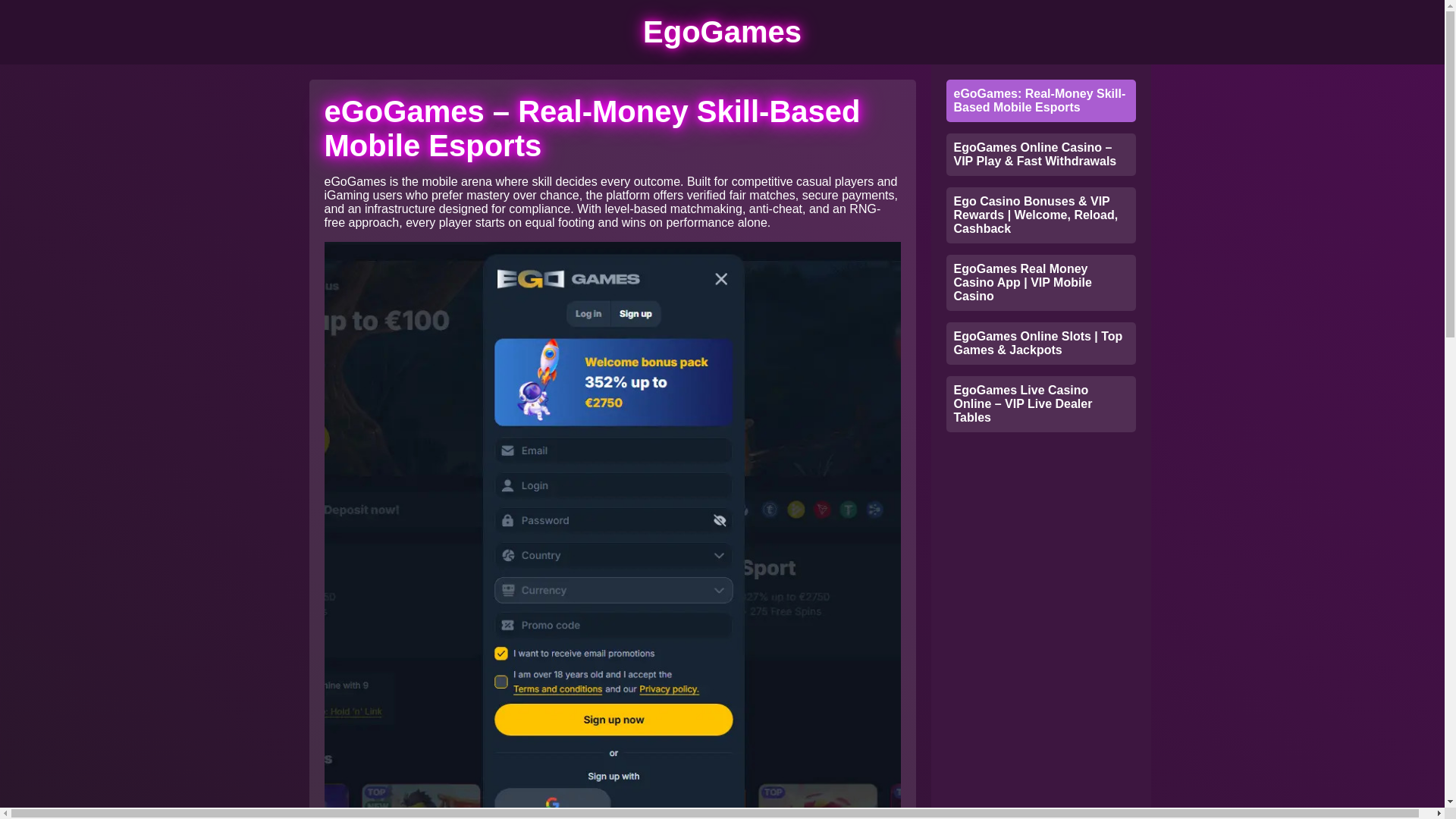 website screenshot of https://ego-games.casino/